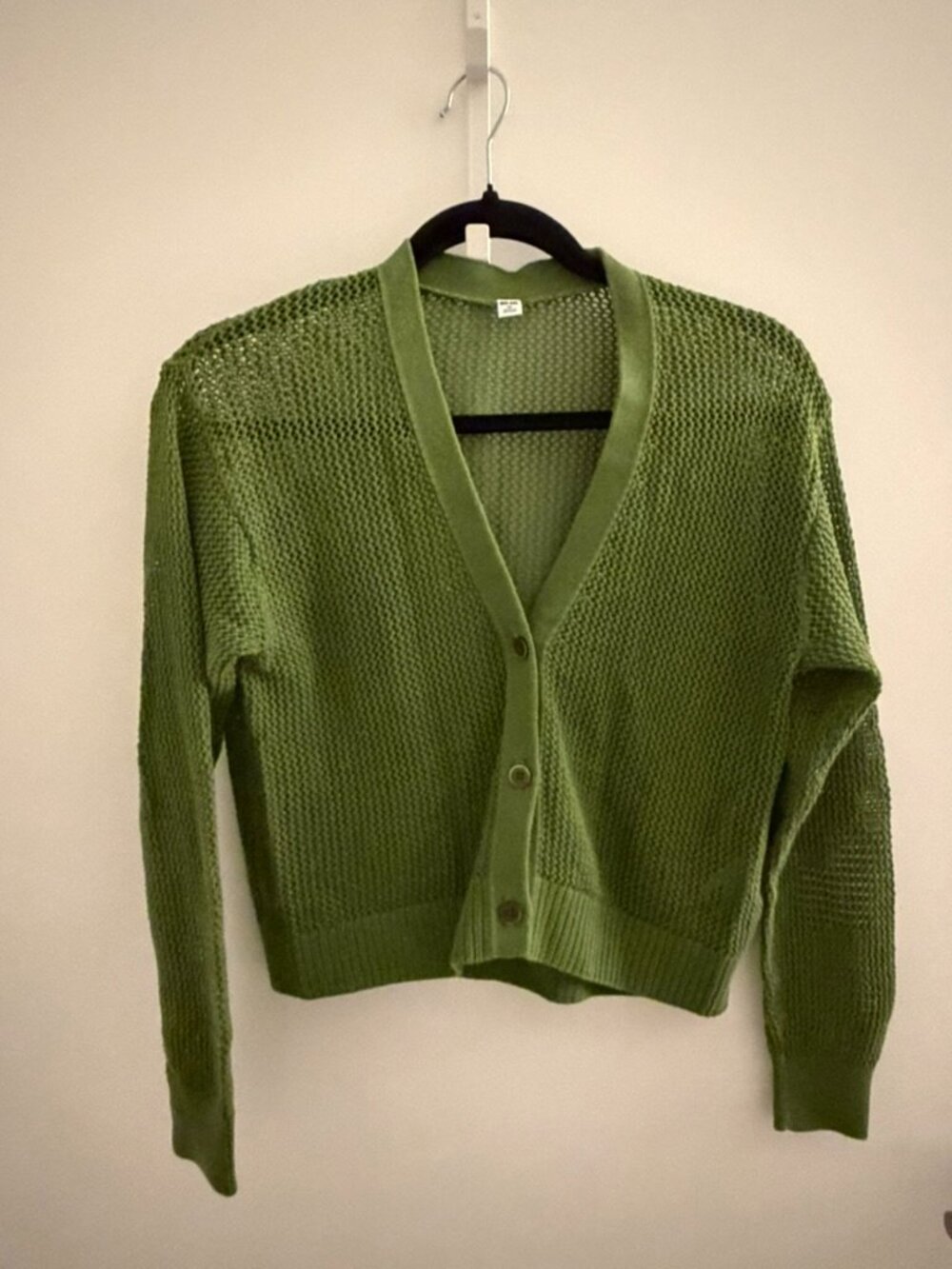 Uniqlo Green Open Knit Cardigan Size Small